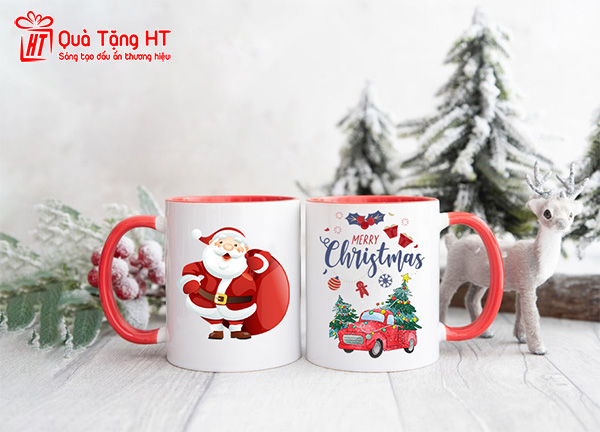 Ly sứ in hình làm quà tặng giáng sinh cho đồng nghiệp