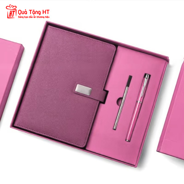 Bộ giftset sổ da, bút ký làm quà tặng nhân viên nữ văn phòng