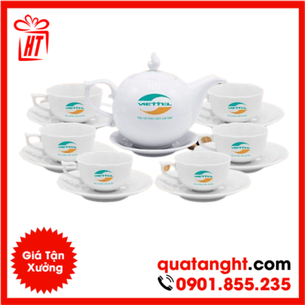Bộ ấm chén in logo làm quà tặng khách hàng mới