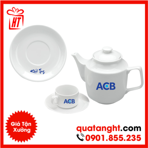Bộ ấm chén in logo làm quà tặng nhân viên