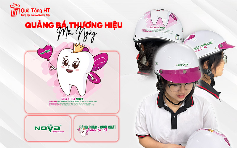 Nón bảo hiểm in thông tin phòng khám nha khoa