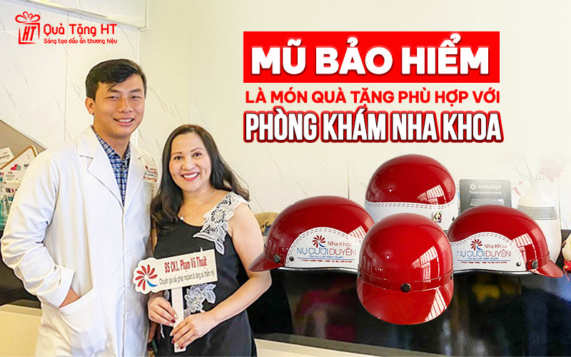 Nón bảo hiểm in thông tin phòng khám nha khoa