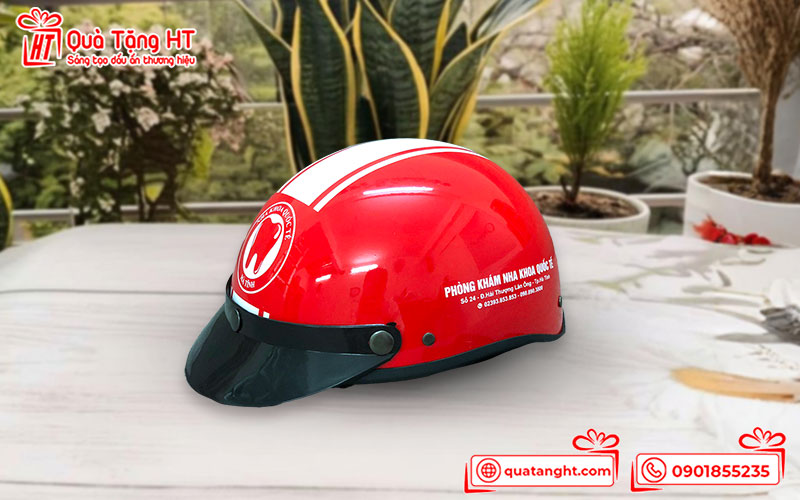 Nón bảo hiểm in thông tin phòng khám nha khoa quốc tế
