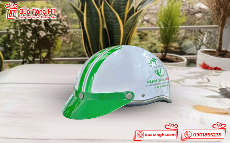 Nón bảo hiểm in thông tin phòng khám nha khoa Khắc Ghi