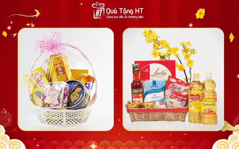 Giỏ quà Tết 200K bánh và trà thượng hạng
