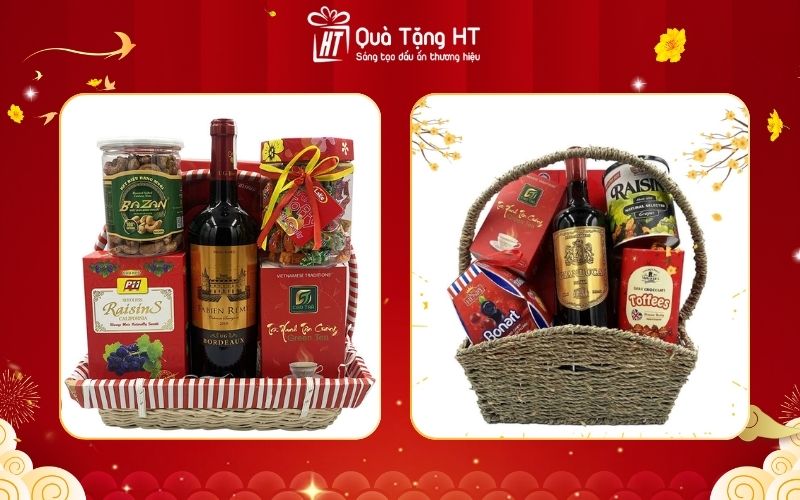 Giỏ quà Tết 200K rượu vang