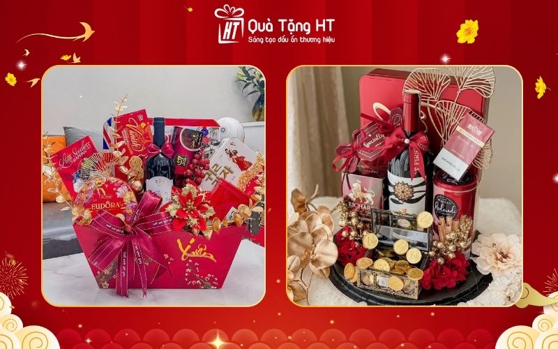 Giỏ quà Tết rượu vang sang trọng