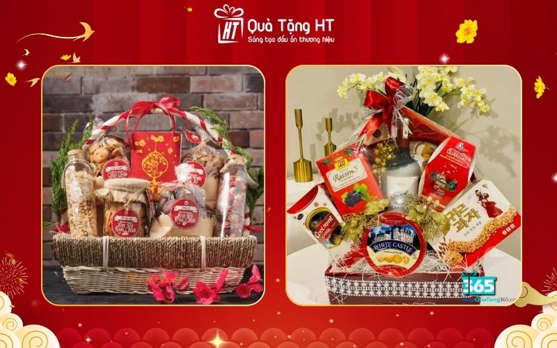 Giỏ quà Tết 300K – Hạt điều rang muối và bánh mứt Tết