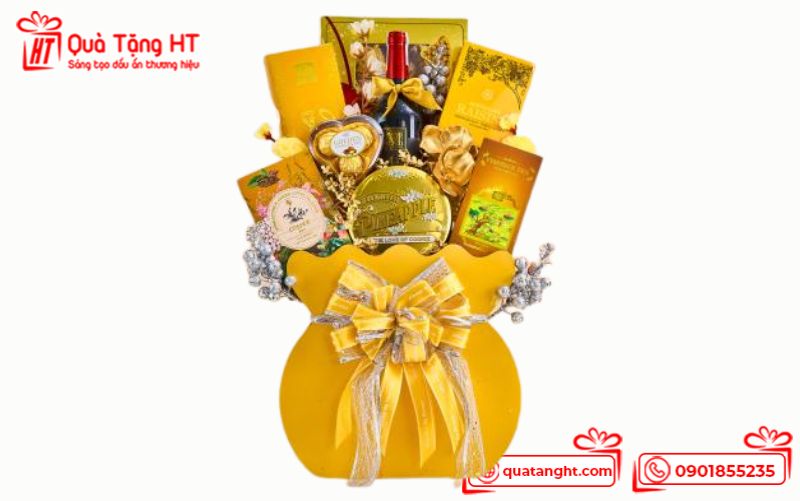 Giỏ quà vàng kết hợp sản phẩm organic