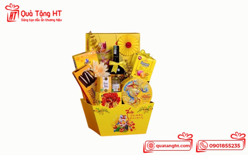 Giỏ quà vàng hiện đại – Phong cách doanh nghiệp