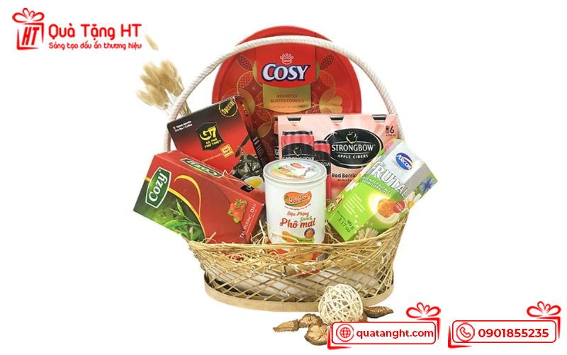 Giỏ quà đa dạng bánh kẹo – nước ngọt