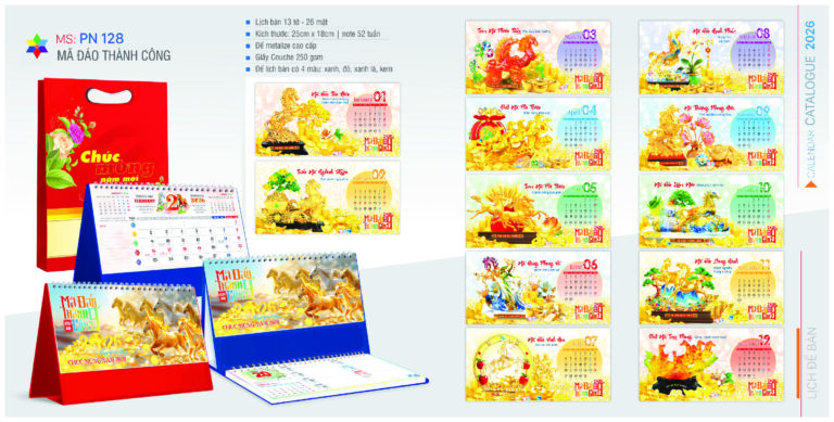 LỊCH ĐỂ BÀN MÃ ĐÁO THÀNH CÔNG PN 128