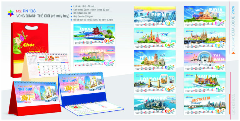 LỊCH ĐỂ BÀN VÒNG QUANH THẾ GIỚI