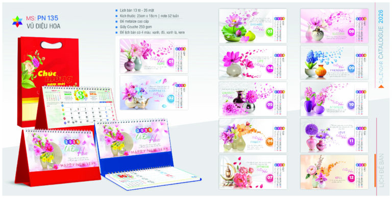 LỊCH ĐỂ BÀN VŨ ĐIỆU HOA