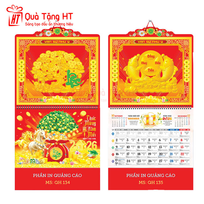 LỊCH LÒ XO 13 TỜ HT4