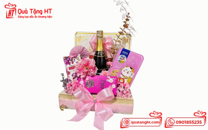 Giỏ quà “Hồng Pastel Thanh Khiết” Giỏ quà “Hồng Pastel Thanh Khiết”