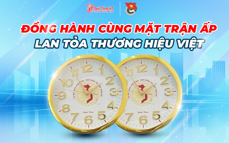 LAN TỎA GIÁ TRỊ CỘNG ĐỒNG – QUÀ TẶNG HT TỰ HÀO THỰC HIỆN DỰ ÁN ĐỒNG HỒ TREO TƯỜNG IN LOGO CHO MẶT TRẬN ẤP